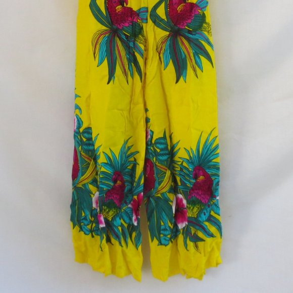 New Touch of Hawaii Yellow Tropical Beach Lounge Halter Top Wrap Pants Set OSM - Picture 4 of 10